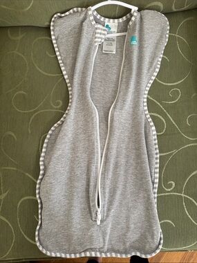 Love to Dream Gray and White Swaddle Sleep Bag - Zip Front